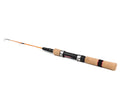 A sleek Scandinavian Tackle Torgue Spin pilkkivapa with black and tan cork handle and silver metallic accents