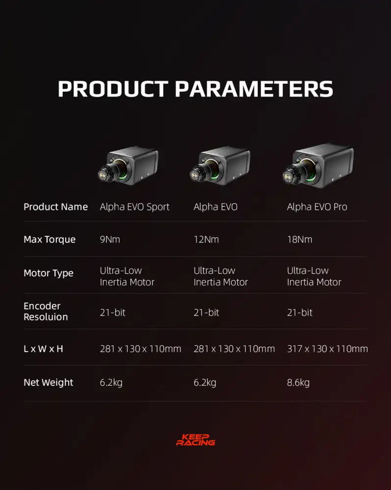Simagic alpha evo sport wheelbase 9nm mustat suorakulmaiset kamerakuoret vihrein korostusrenkain ja hopeisin kiinnikkein