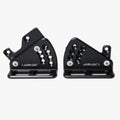 Black simagic alpha mounting brackets with matte finish and multiple mounting holes for bicycle use
