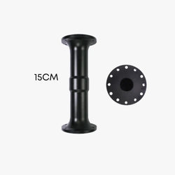 Black 15cm industrial pipe flange assembly with threaded ends and bolt hole plate for simagic motor shaft extender