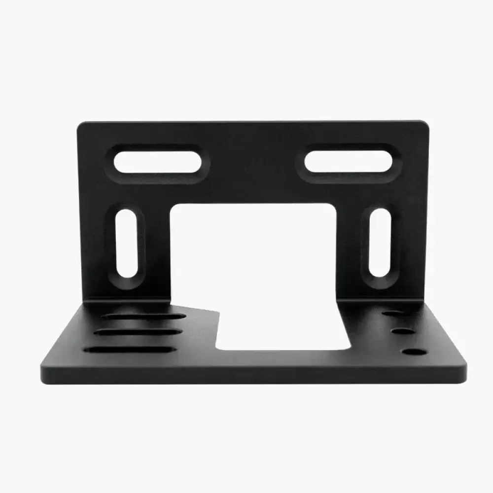 Black metal mounting bracket with rectangular shape and multiple cutouts for adjustable positioning from simagic multifunctional l shaped bracket p-lok