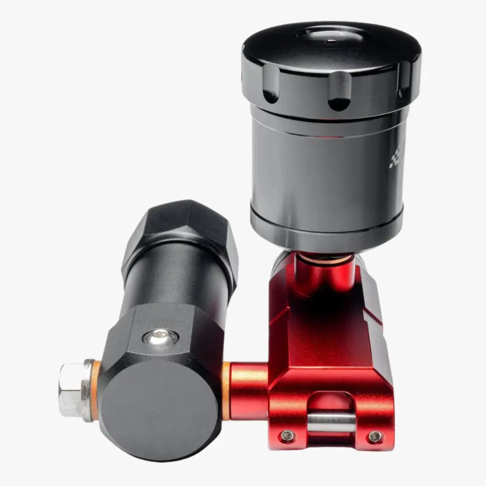 Simagic p1000 hydraulic system black and red aluminum motorcycle brake fluid reservoir with hexagonal base and threaded cap