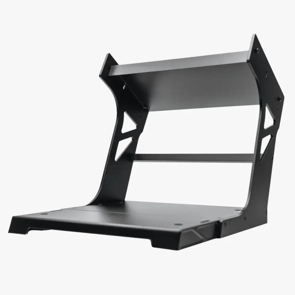 Mustan metallin arcade-kaappiteline kulmikkailla leikkauksilla ja minimalistisella muotoilulla simagic p1000 inversion kit -tuotteessa