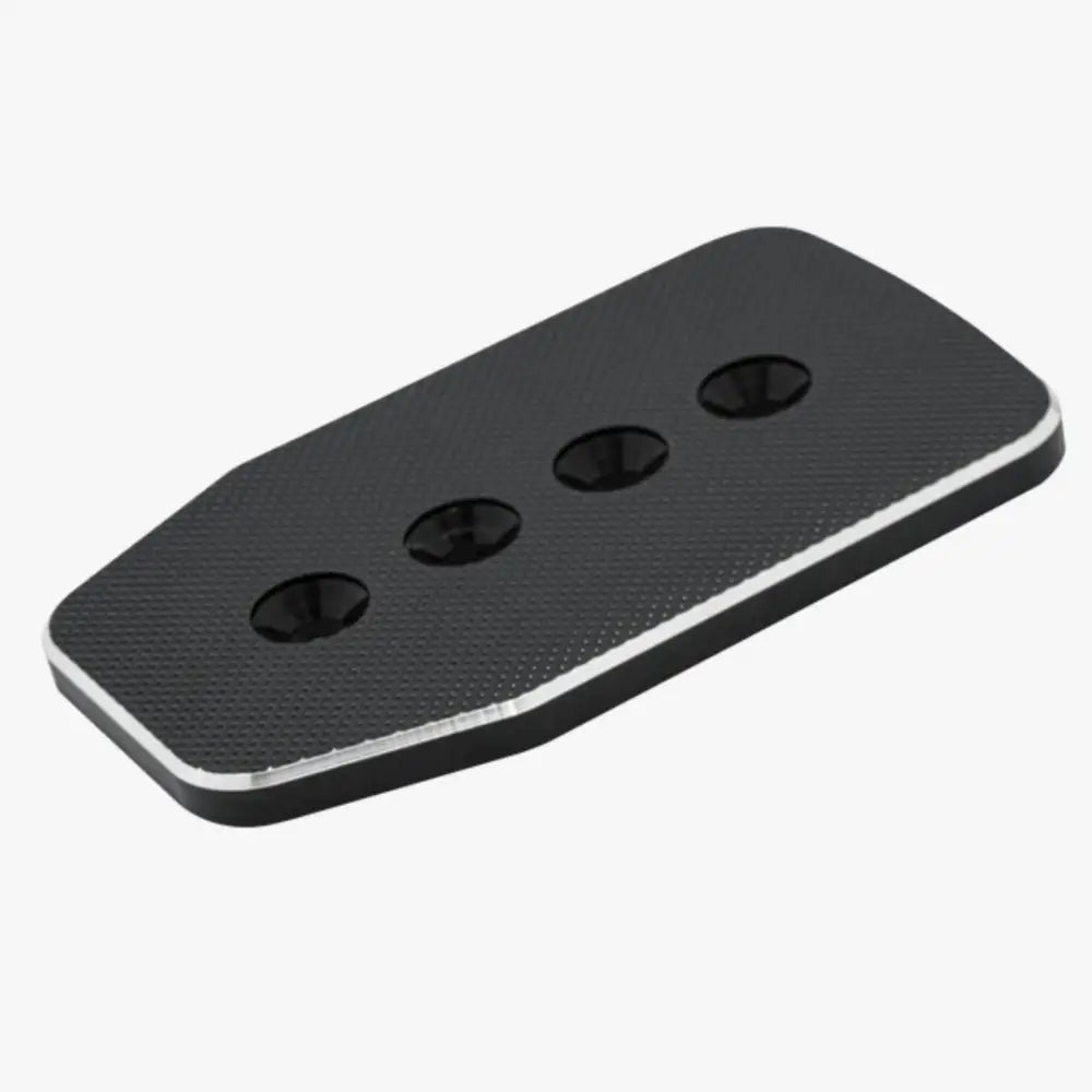 Simagic p1000 triple flat pedal plate set with black textured pedal and silver trim featuring three circular cutouts