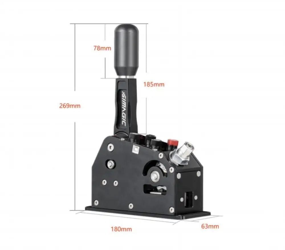 Simagic Q1 sequential shifter musta kilpa-ajon vaihde, jossa teksturoitu kahva ja metalliosat