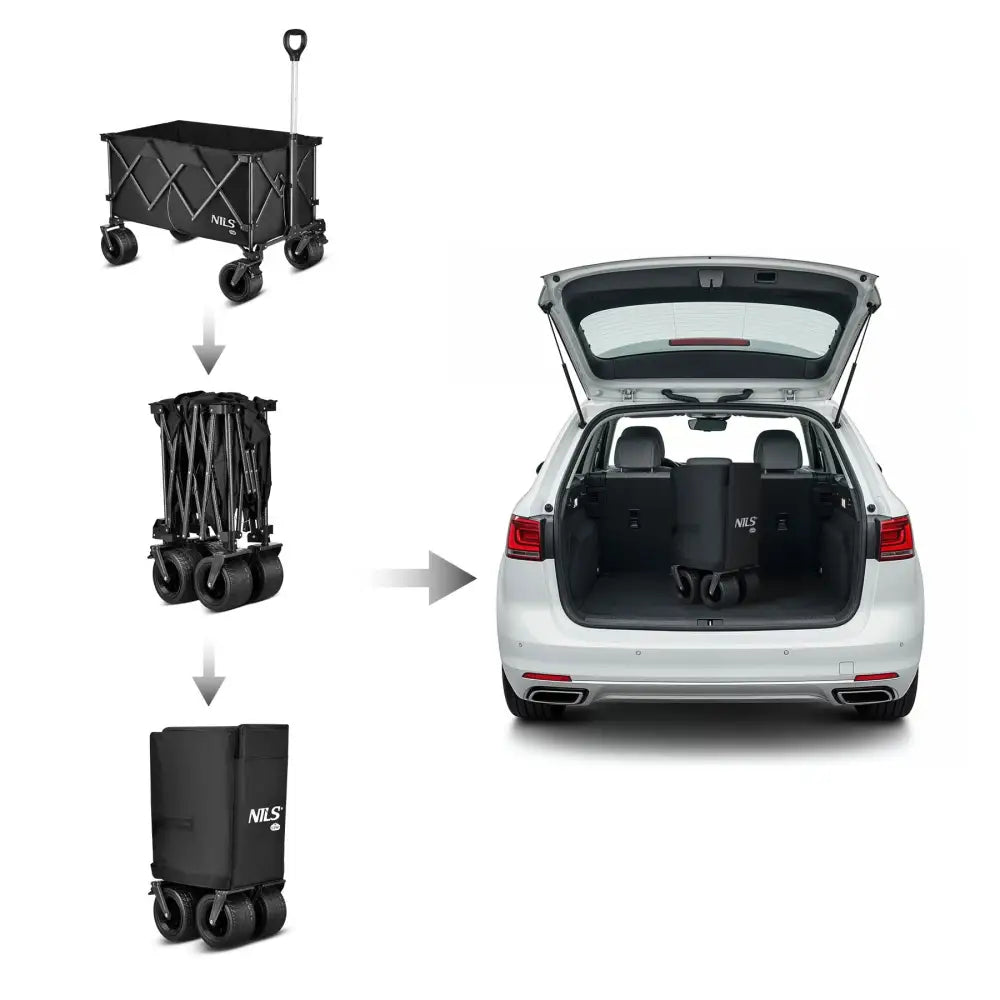 Taitettava kärry musta xxl 180l nc2604 nils camp - vetokärry kärry retkeilyvarusteet verkkokaupasta 139 €