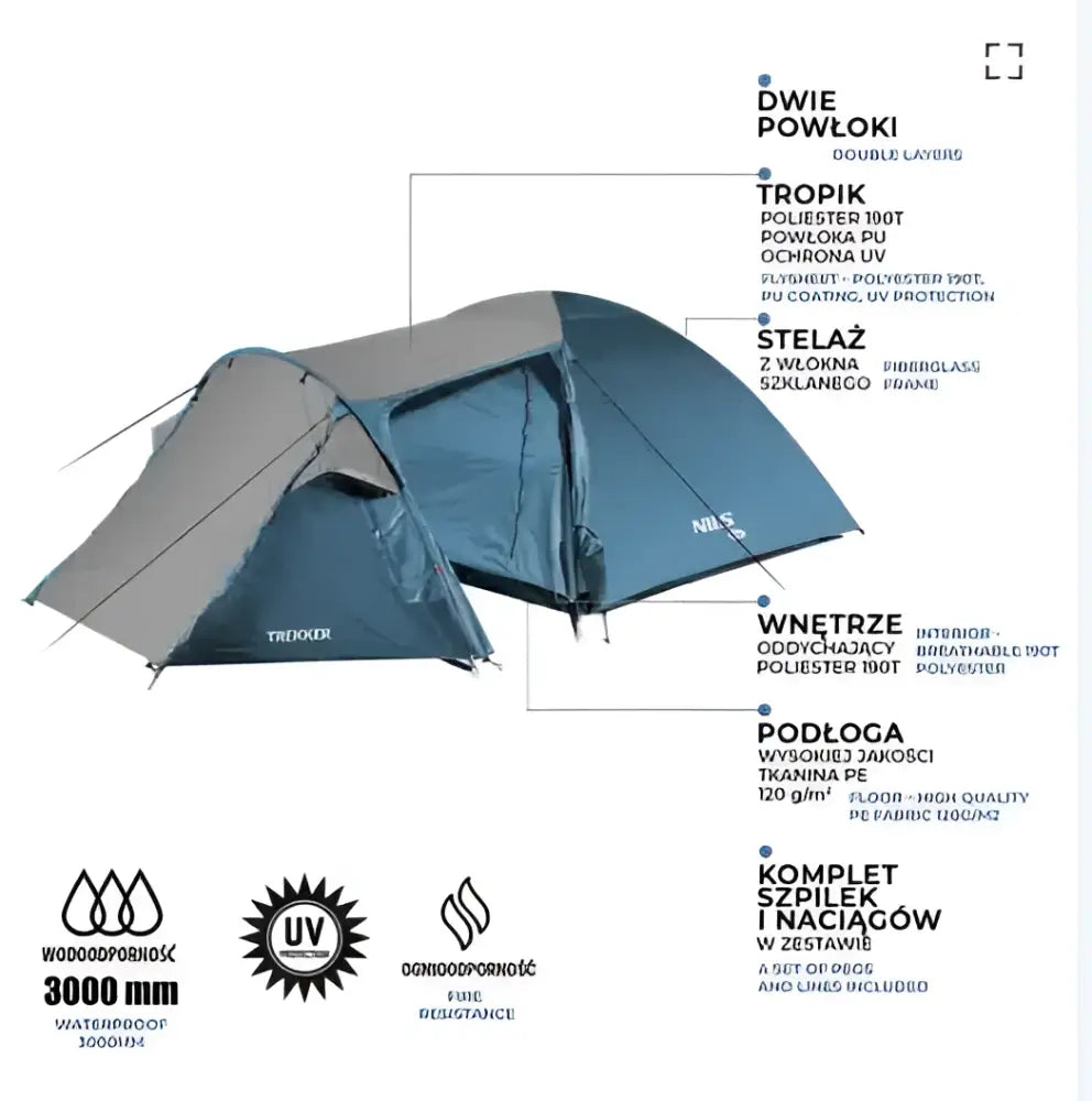 Trekker teltta sini-harmaa nc6012 nils camp - accessories retkeilyvarusteet verkkokaupasta 145,90 €