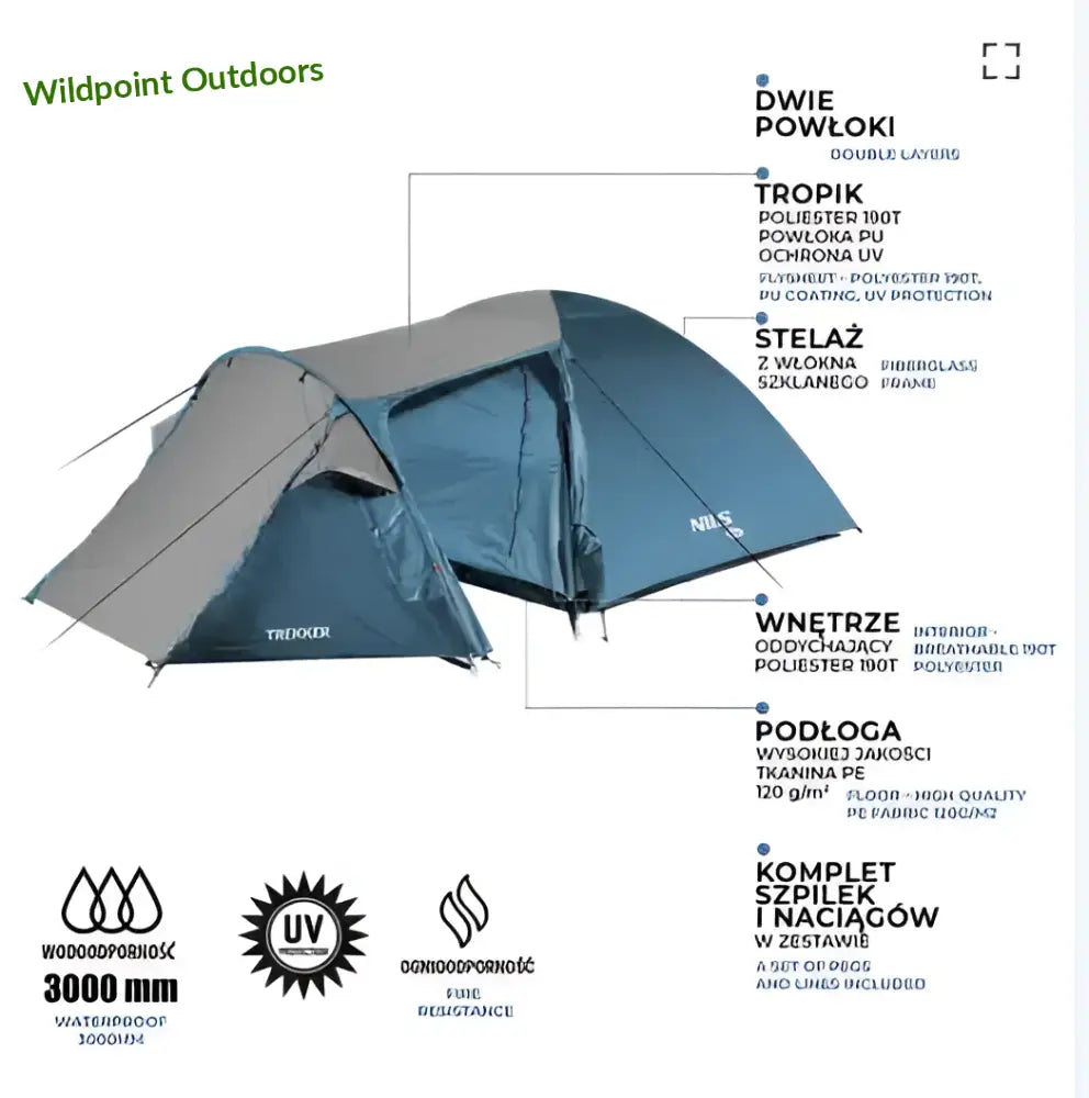 Trekker teltta sini-harmaa nc6012 nils camp - accessories retkeily 145,90 €