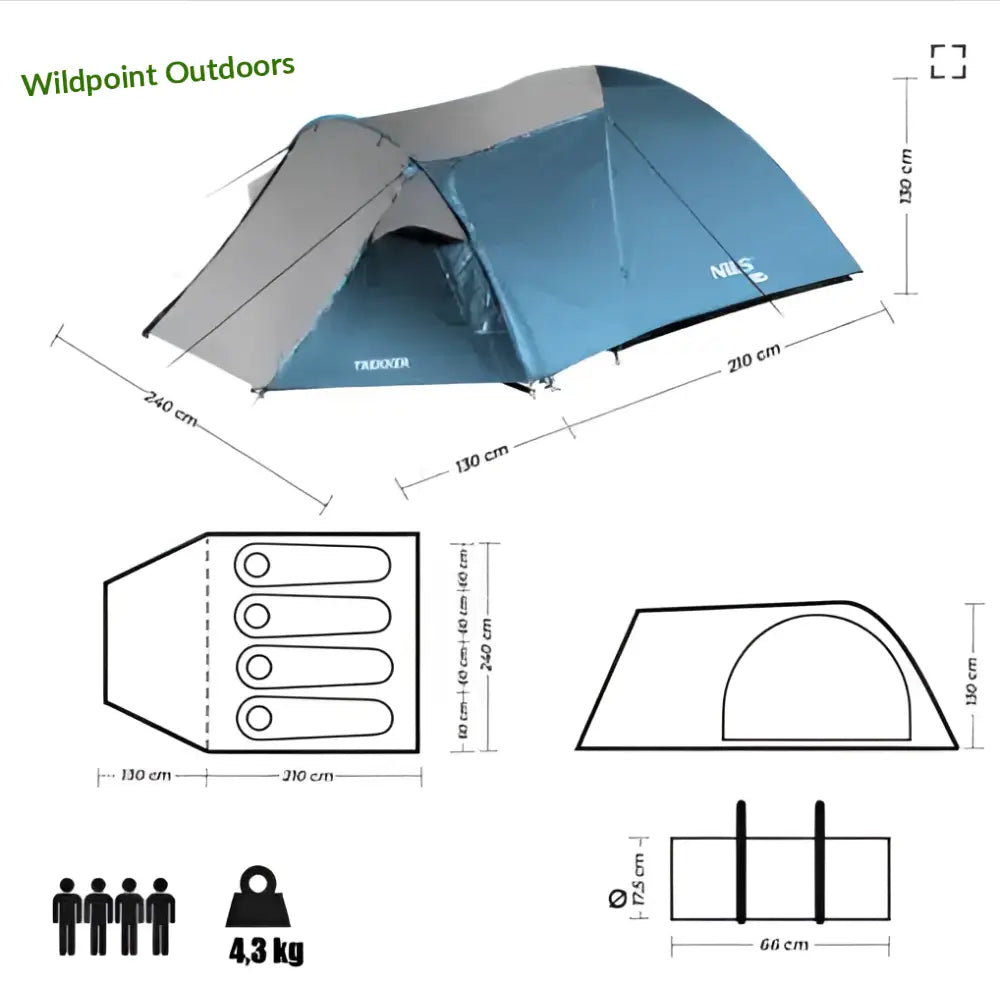 Trekker teltta sini-harmaa nc6012 nils camp - accessories retkeily 145,90 €