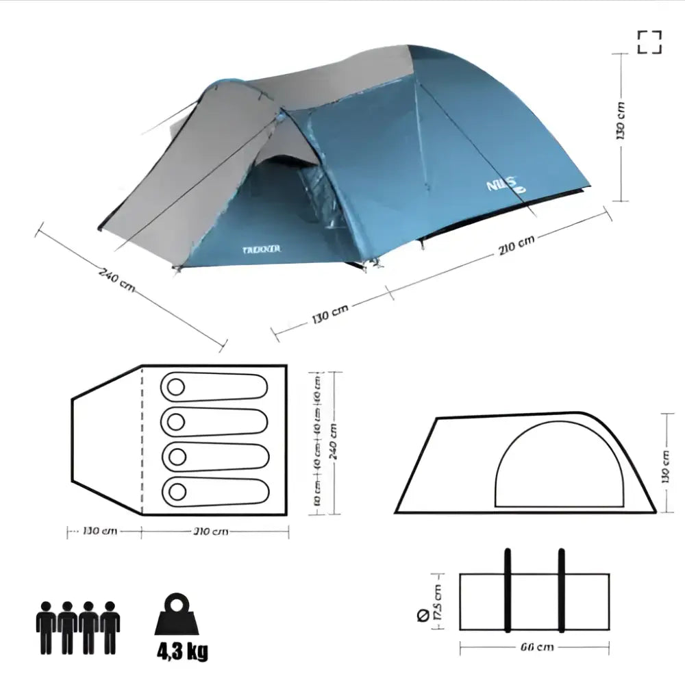 Trekker teltta sini-harmaa nc6012 nils camp - accessories retkeilyvarusteet verkkokaupasta 145,90 €