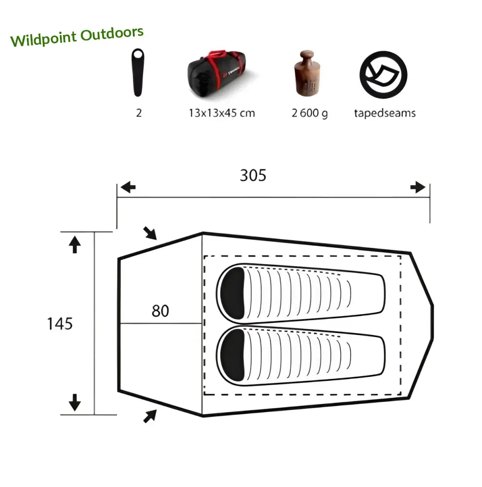 Trimm spark sand tunneliteltta 2-hengelle - wildpoint retkeily 135 €