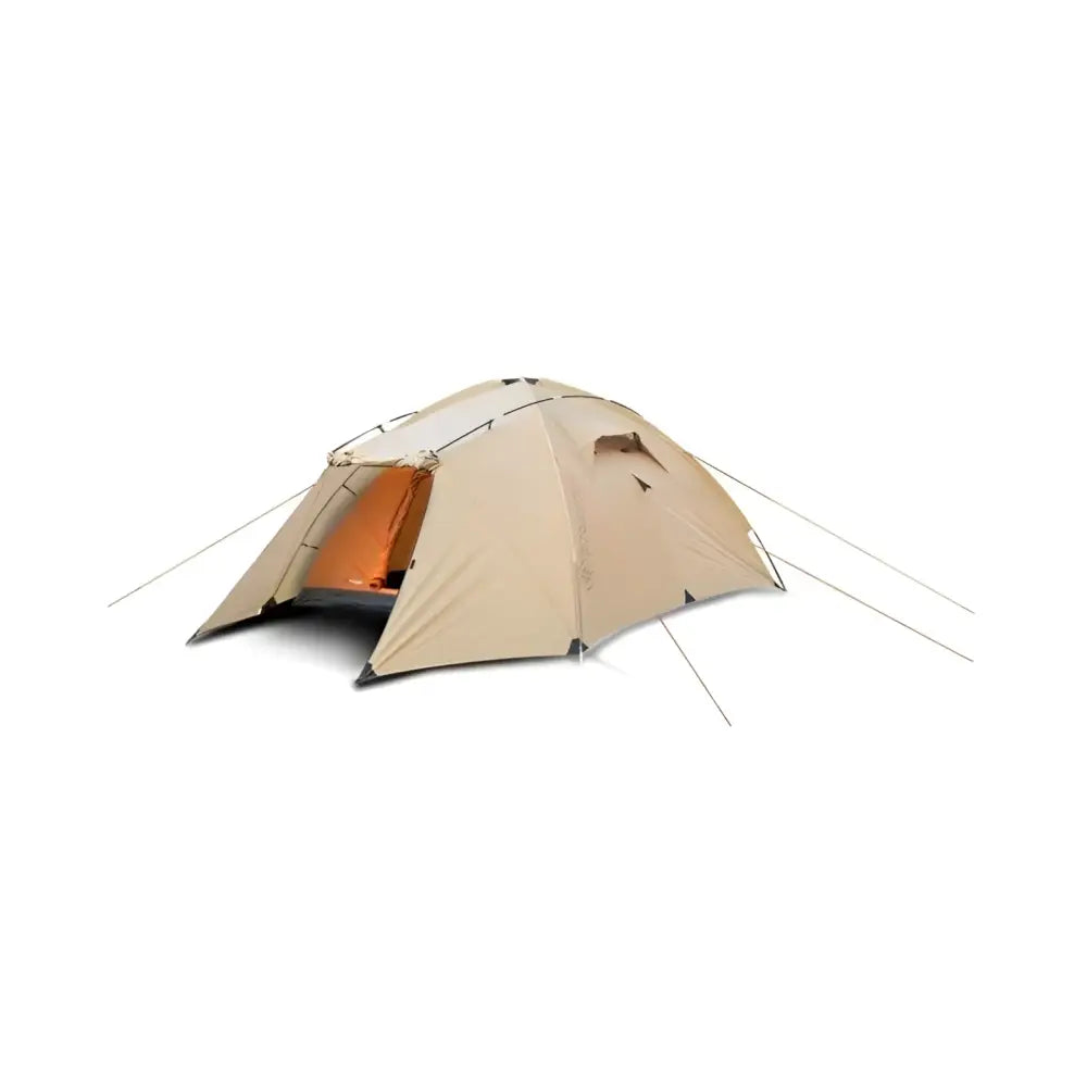 Beige trimm tornado sand teltta 4 hengelle oranssilla sisustalla ja mustilla yksityiskohdilla