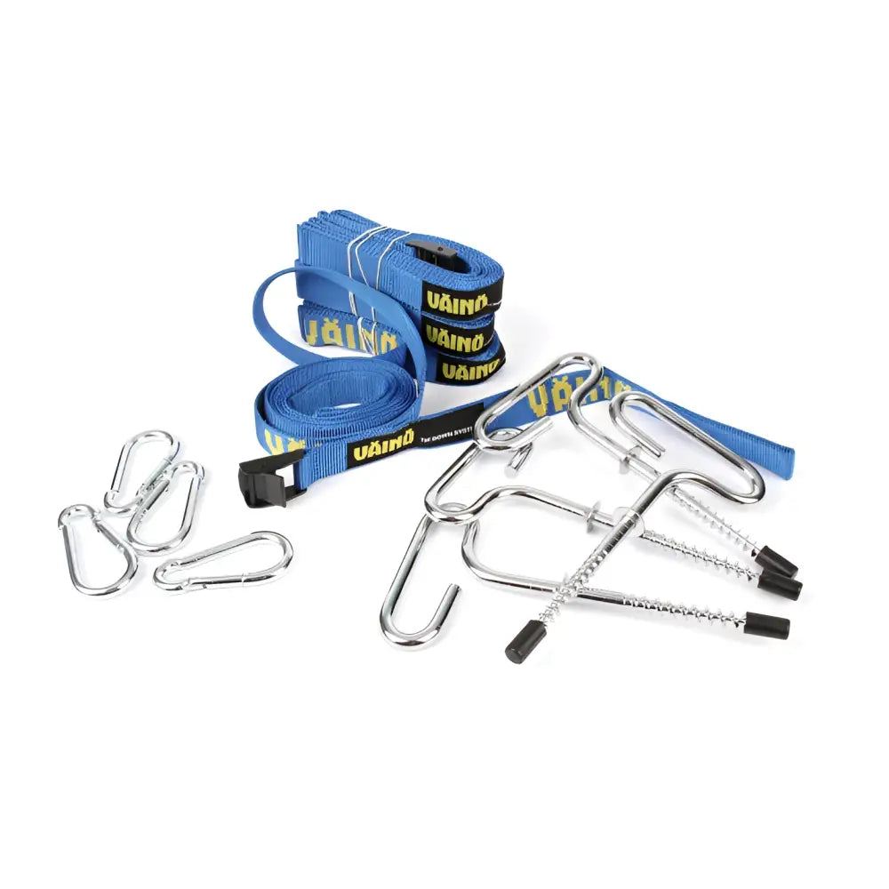 Väinö kiinnityshihnasarja karabiineilla ja jääruuveilla - retkeilyvarusteet verkkokaupasta 29,90 €