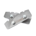 Silver metal blade holders with hexagonal bolts and vaino brand engraving for väinö komposiitti jääkairan varaterät 200mm