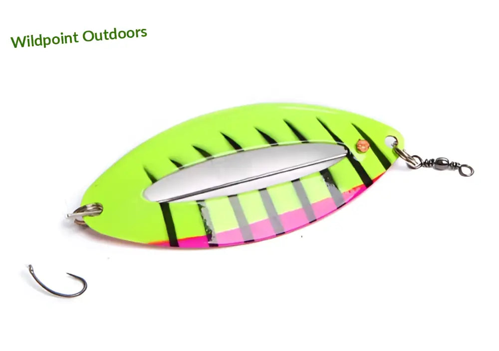 Väinö tanabru 85mm 13g isokokoiset rautulätkät valoaukolla. - green zebra - retkeily 6,75 €