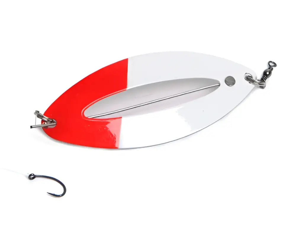 Väinö tanabru 85mm 13g isokokoiset rautulätkät valoaukolla. - redwhite - retkeilyvarusteet verkkokaupasta 6,75 €