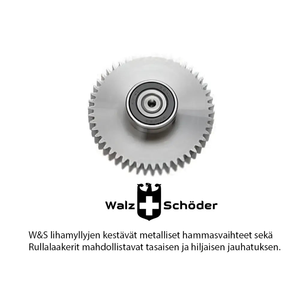 Silver metallic gear with central bearing and polished teeth for w+s liha- ja kalamylly 2200w product