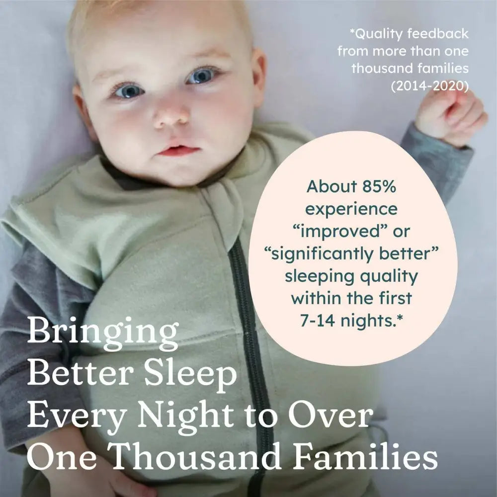 Pehmeä oliivinvihreä weighted sleep sack i babydeepsleep® -unikassi vetoketjulla vauvoille