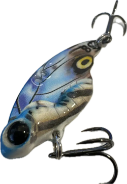 Wildpoint butterfly blade 4cm 8g sininen ja hopeinen maalattu viehe realistisella silmäsuunnittelulla