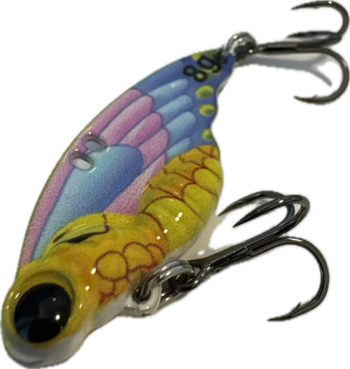 Värikäs wildpoint butterfly blade 4cm 8g kalastuskoneisto keltainen ja pinkki siipimuotoilu hopeiset kolmihaarakoukut
