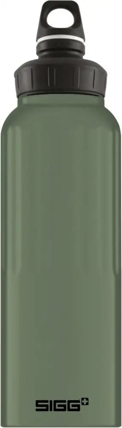 Olive green sigg wmb traveller leaf g touch 1,5 l water bottle with black screw-on cap and loop handle