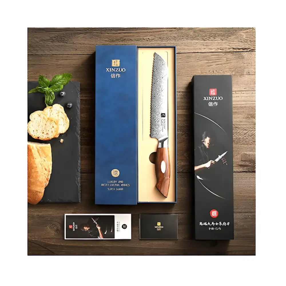 Xinzuo jiang damascus leipäveitsi 21 cm - wildpoint retkeilyvarusteet verkkokaupasta 162 €