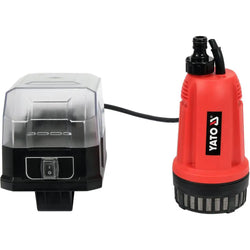 Red and black yato akku-uppopumppu 18v 1.5 m runko with clear plastic housing on the left side